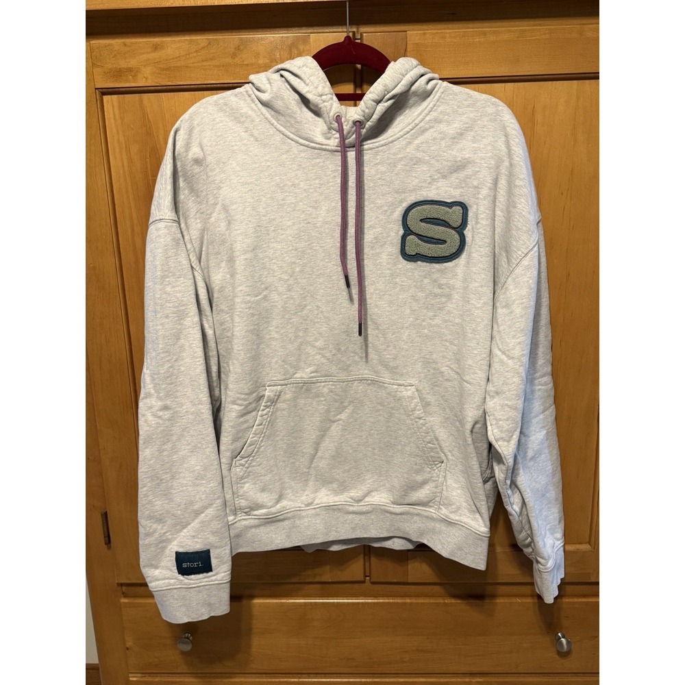 STORI HOODIE SWEATSHIRT athleisure activewear Katy Hearn Size LG Gray Warm